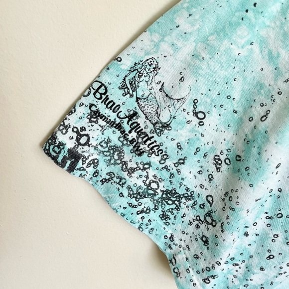 Vintage 90s Dive All Over Scuba Ocean Bubble Print Aqua Tie Die T Shirt Adult XL - Picture 13 of 16